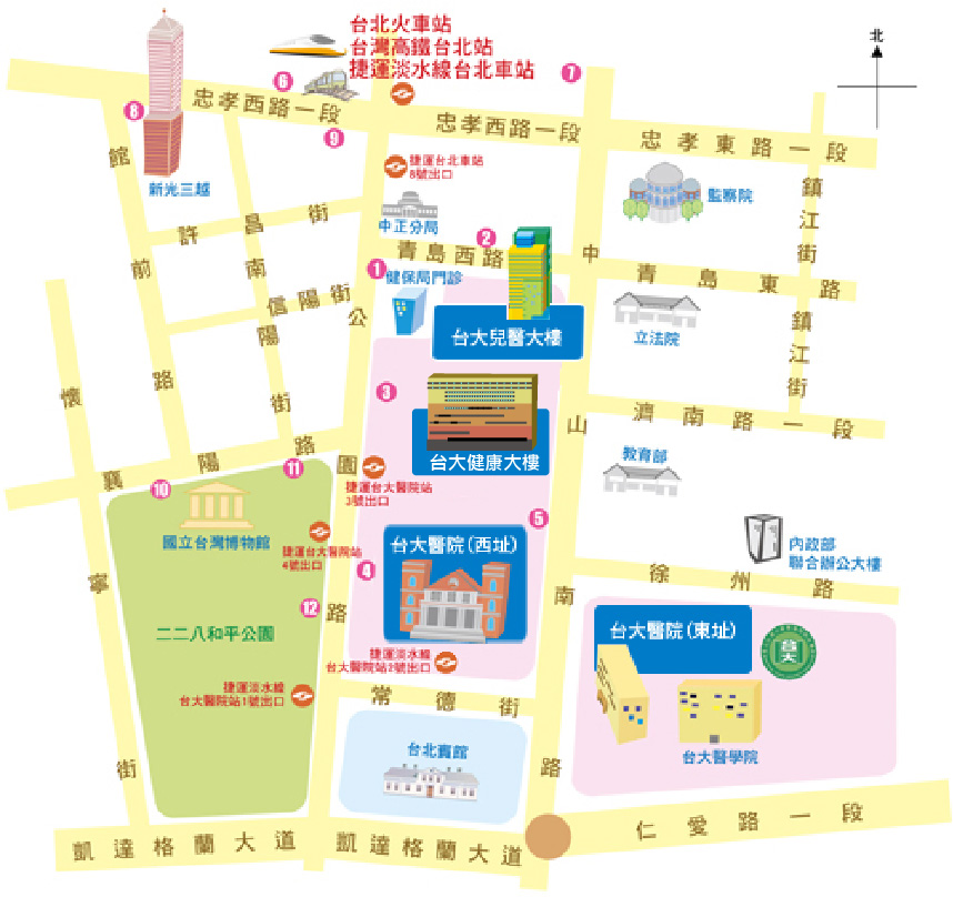 健康大樓周邊交通地圖
