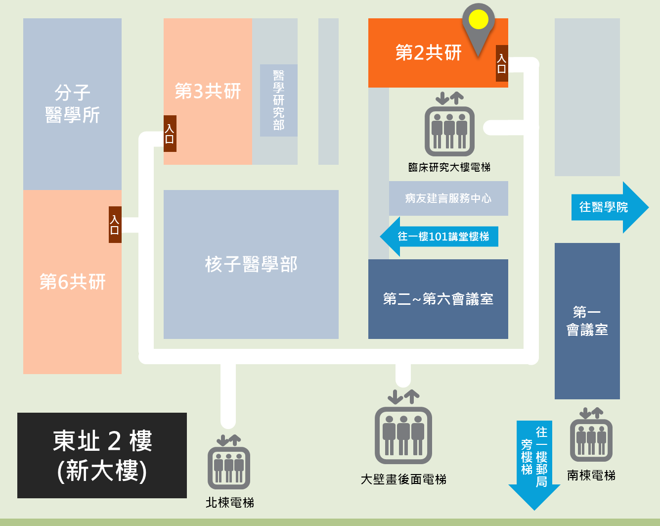 第二共研位置圖 (東址臨床研究大樓2樓)