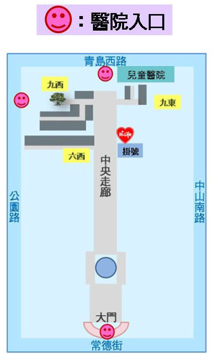 牙科部於本院西址位置平面圖