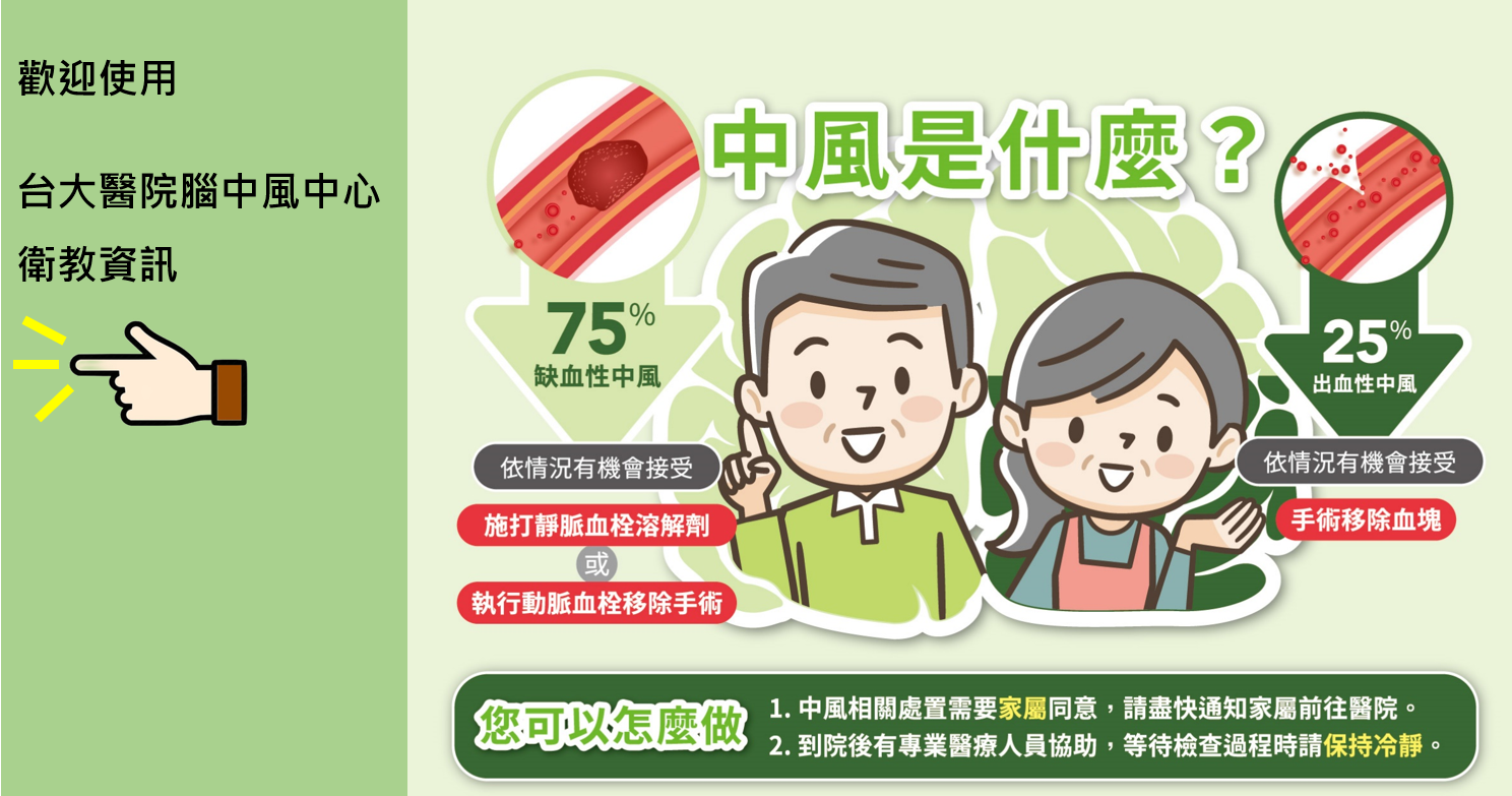 歡迎使用 臺大醫院腦中風中心 衛教資訊